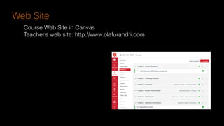 Web Site
Course Web Site in Canvas
Teacher’s web site: http://www.olafurandri.com
 