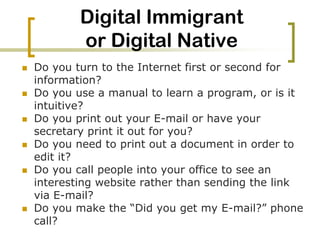 21st Century ClassroomConstant, ubiquitous connectivity Moving beyond 4-walls Flexible, blended learning Collaborative environments Allowing global connections Studio-based learning Connections to communities and access to tools Space for reflection and creativity Bringing the real world into the classroom, and the classroom into the real world