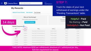 TAKE NOTE: Maximum $250 per withdrawal. Maximum of 1 withdrawal per day.
$20 min requirement for payout.
Helpful - Paid
No Rating - Paid
Unhelpful - Not Paid
14 days
 