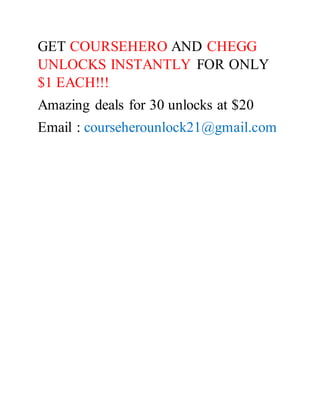 Instant Coursehero and chegg unlocks | DOCX