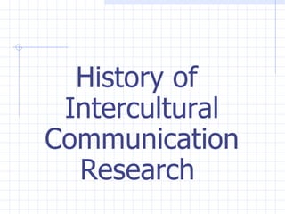History of Intercultural Communication Research  