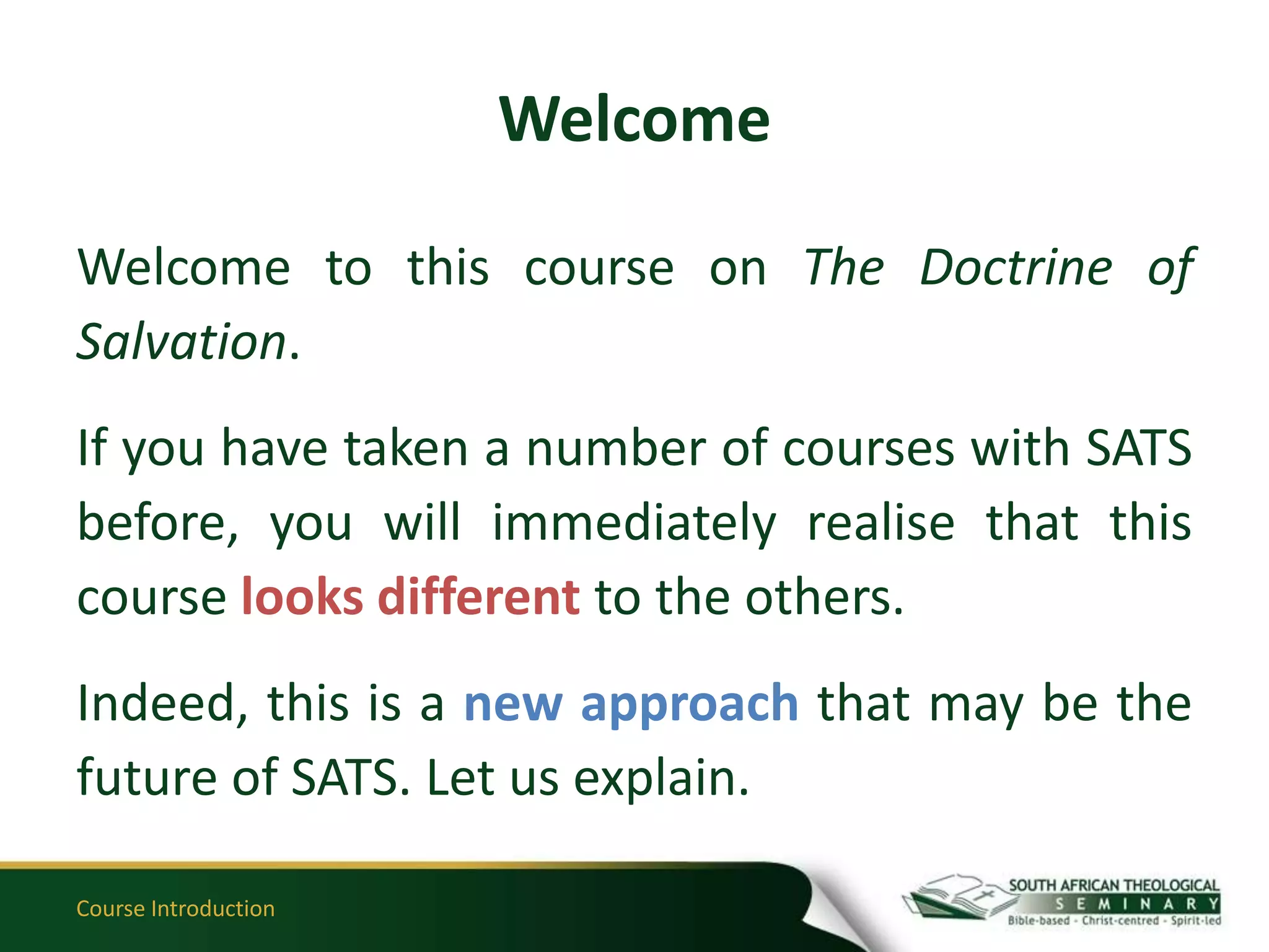 The Doctrine of Salvation: Course Introduction | PPTX