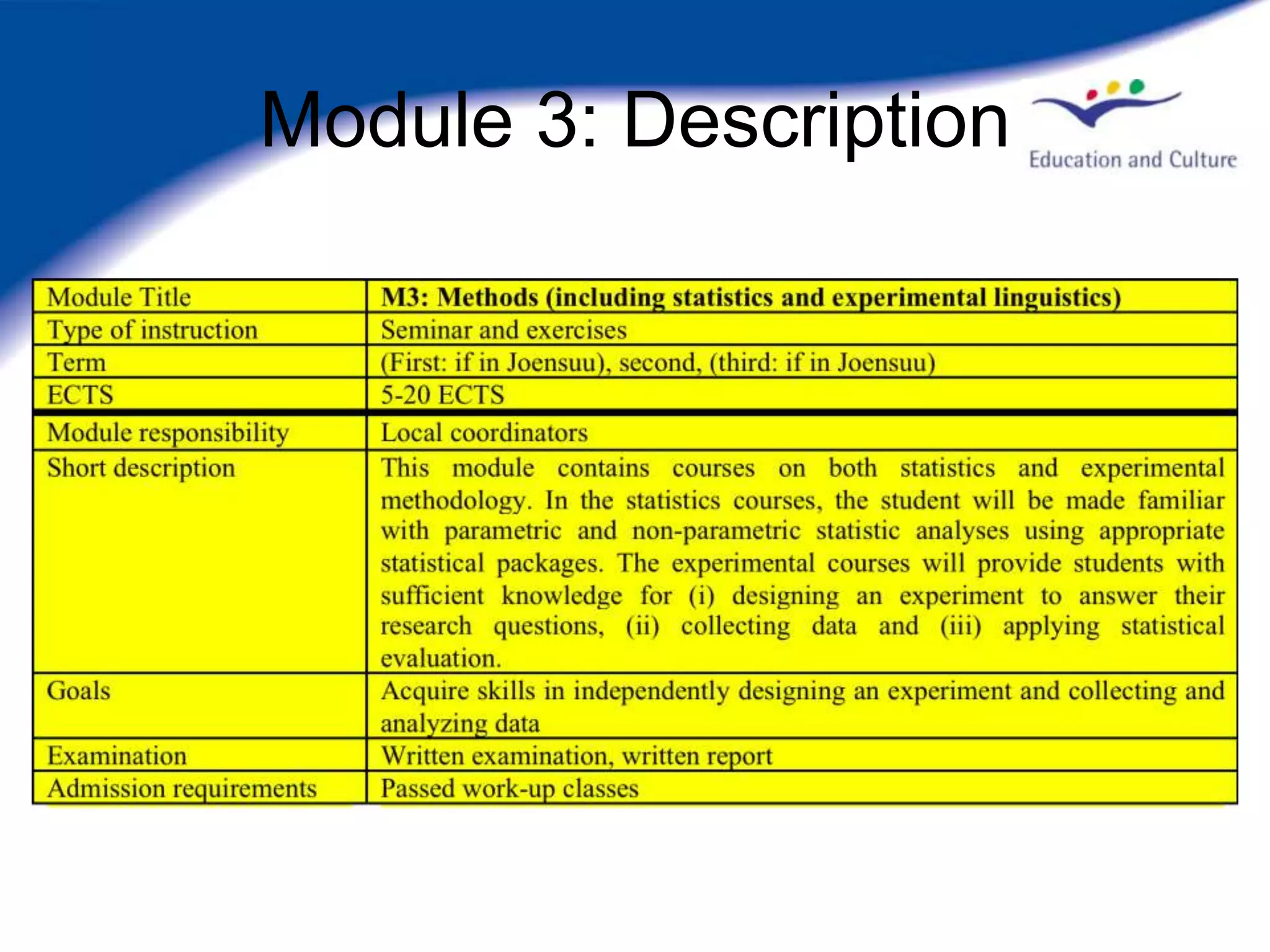 Module 3: Description
 