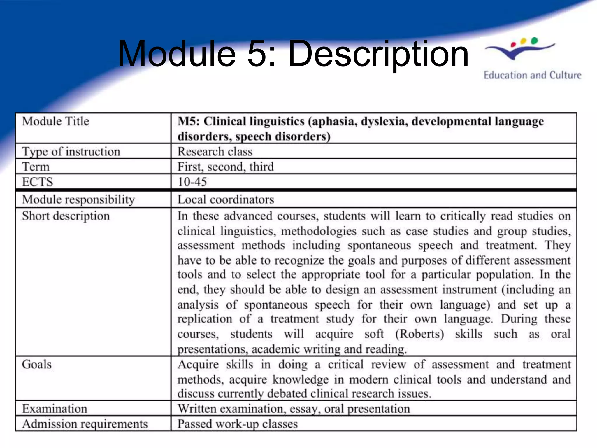 Module 5: Description
 