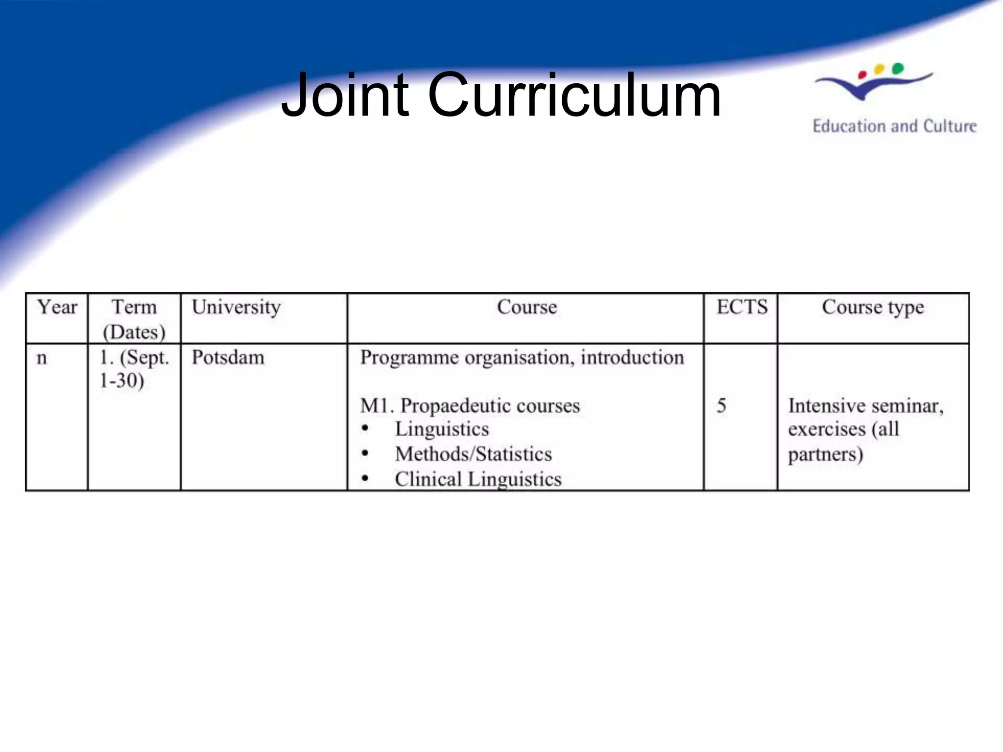Joint Curriculum
 