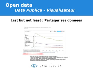 Open data
   Data Publica - Visualisateur

 Last but not least : Partager ses données
 