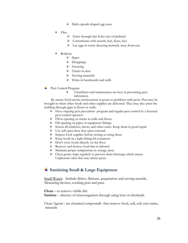 PRINCIPLES OF FOOD SANITATION, SAFETY & HYGIENE