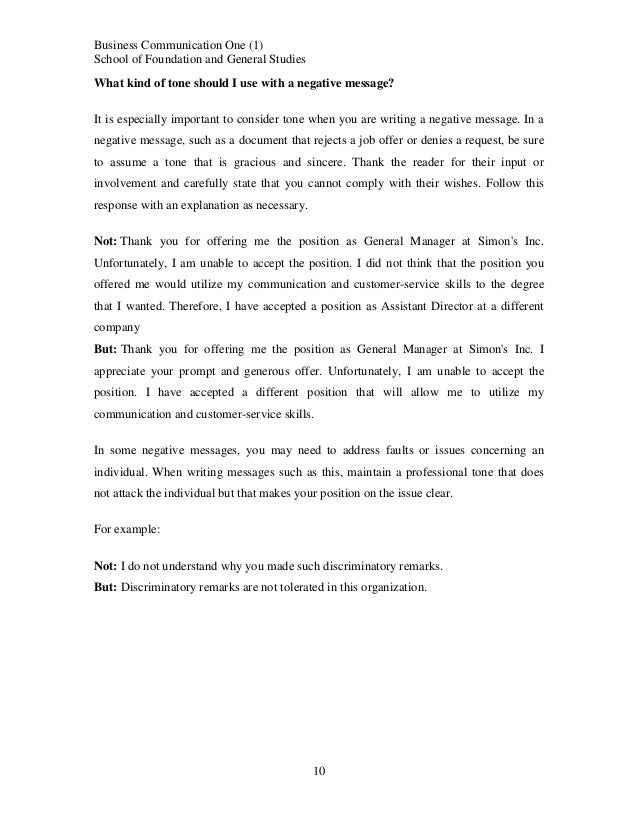 business communication course notes topic 2 210613 024417 thank you for offering me the job