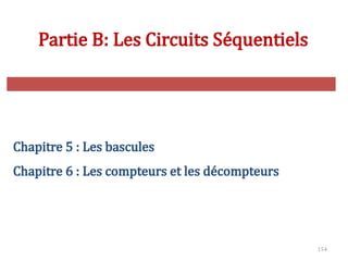 154
Partie B: Les Circuits Séquentiels
Chapitre 5 : Les bascules
Chapitre 6 : Les compteurs et les décompteurs
 