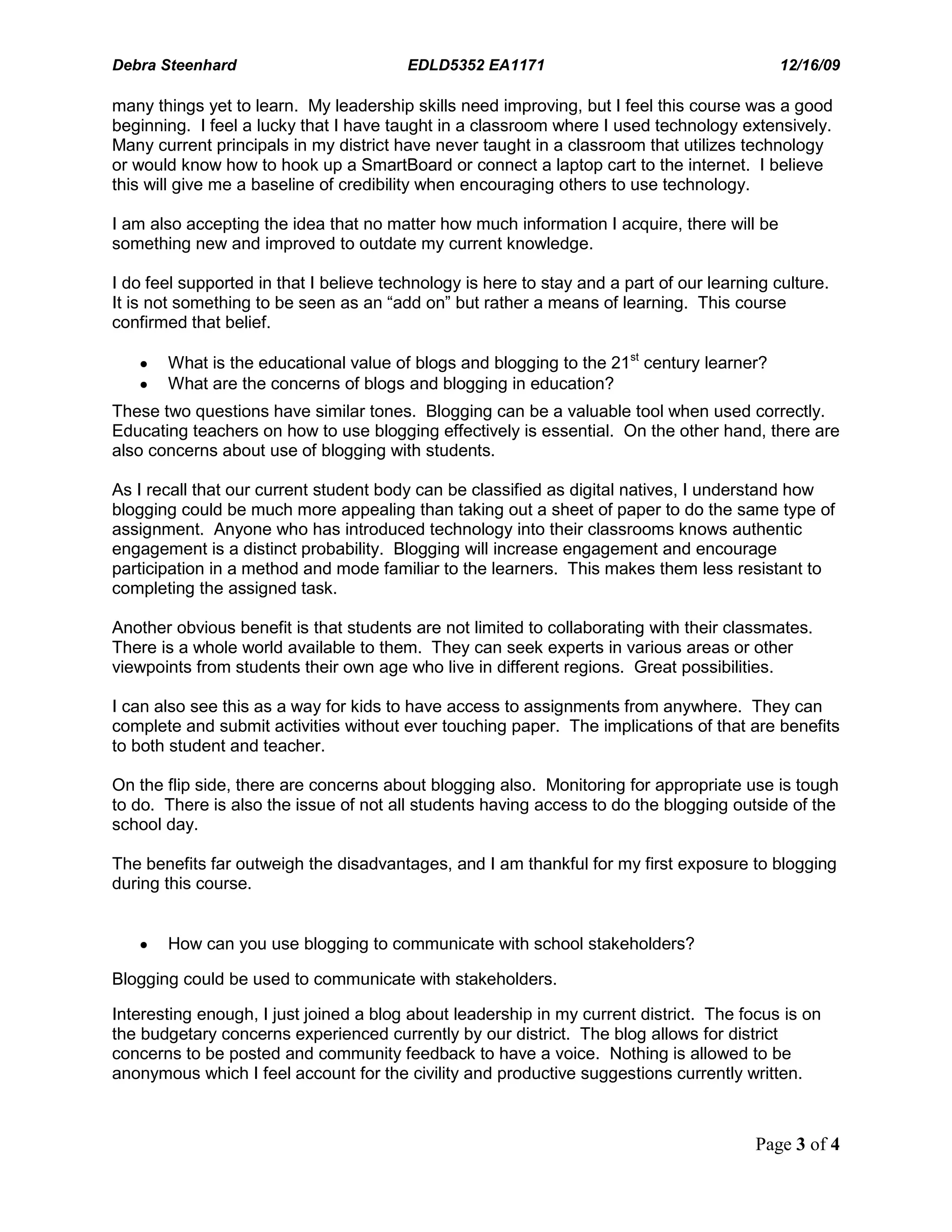 Course Outcomes Reflection