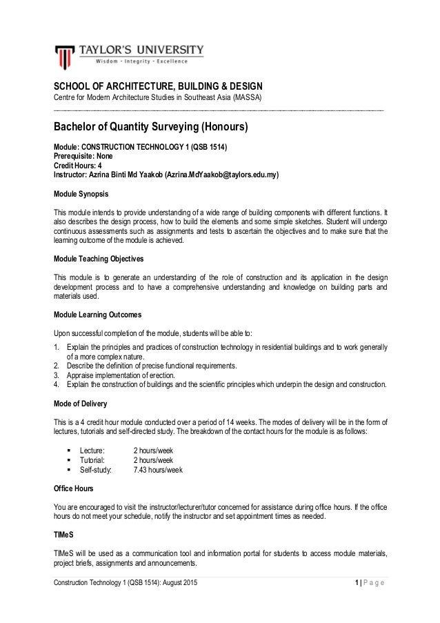 construction technology course outline