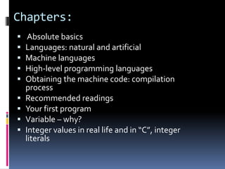 Course outline for c programming | PPTX
