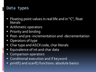 Course outline for c programming | PPTX