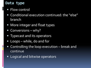 Course outline for c programming | PPTX