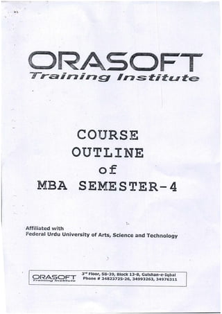 Course_Outline Subjects Books recommended MBA