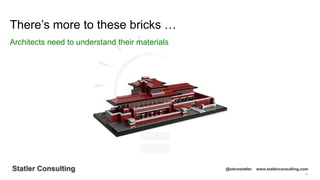 10
Statler Consulting @stevestatler www.statlerconsulting.com
There’s more to these bricks …
Architects need to understand their materials
 