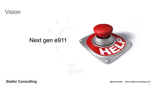 26
Statler Consulting @stevestatler www.statlerconsulting.com
Next gen e911
Vision
 