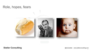 4
Statler Consulting @stevestatler www.statlerconsulting.com
Role, hopes, fears
 