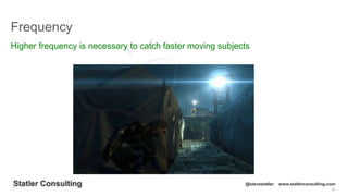 55
Statler Consulting @stevestatler www.statlerconsulting.com
Frequency
Higher frequency is necessary to catch faster moving subjects
 