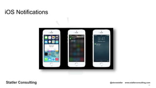 63
Statler Consulting @stevestatler www.statlerconsulting.com
iOS Notifications
 