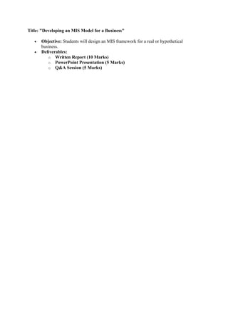 Comprehensive Management Information Systems (MIS) Course for BBA ...