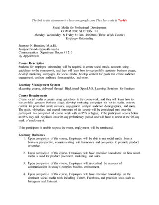 EDDD/8107 E-Learning Course Syllabus Design | PDF