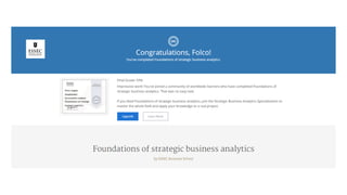 Coursera Strategic Business Analytics Specialization I - Foundations Of Strategic Business Analytics