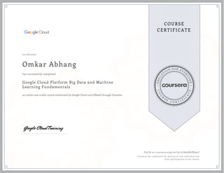 Google Cloud Platform Big Data and Machine Learning Fundamentals | PDF