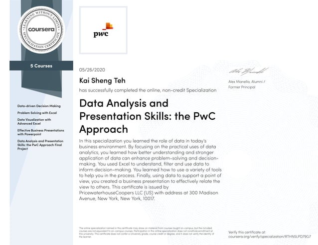 data analysis and presentation skills pwc