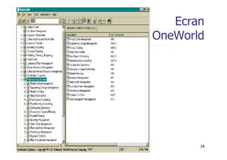Ecran
OneWorld
18
 