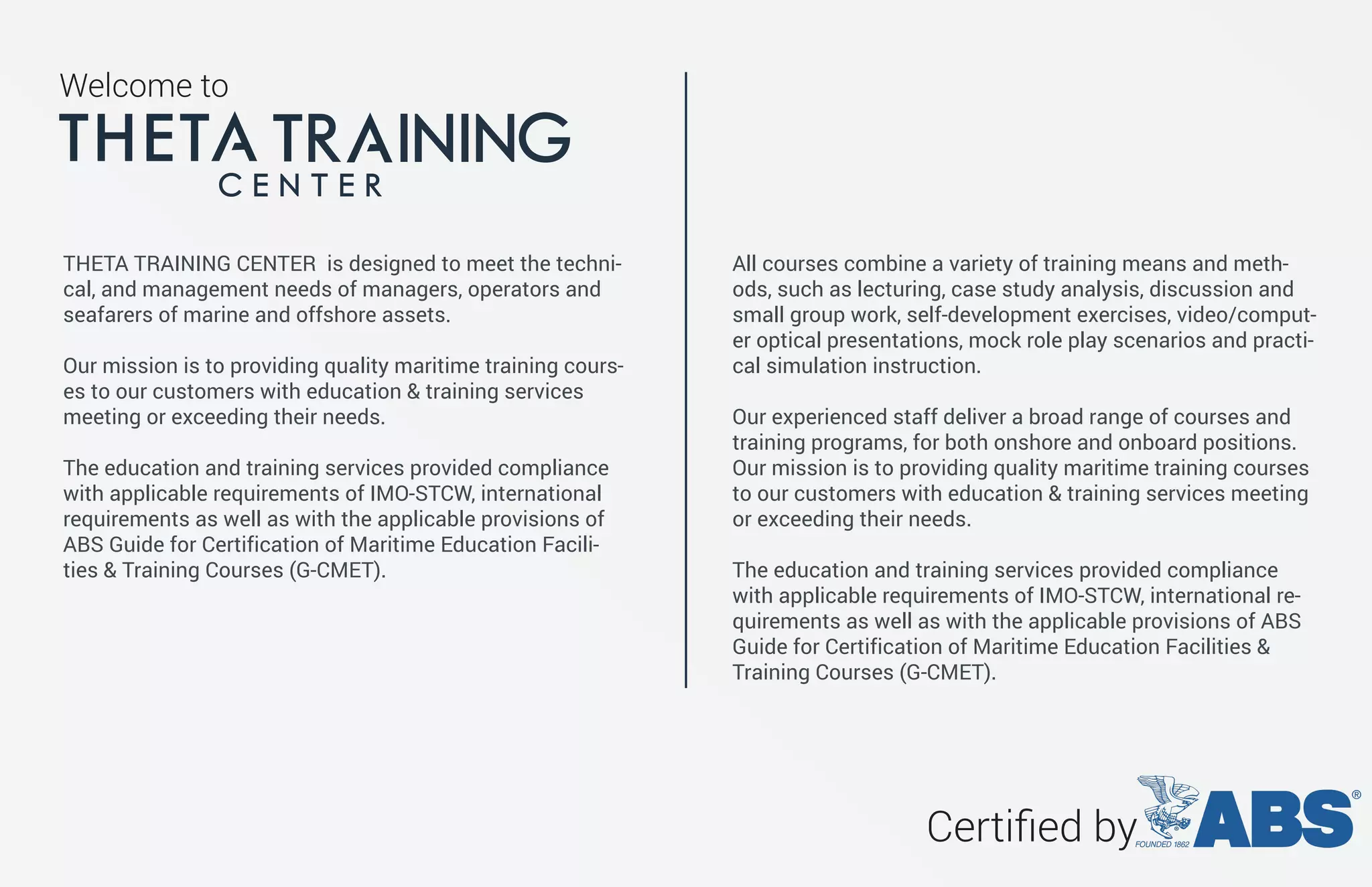 THETA TRAINING CENTER Course Catalog | PPT