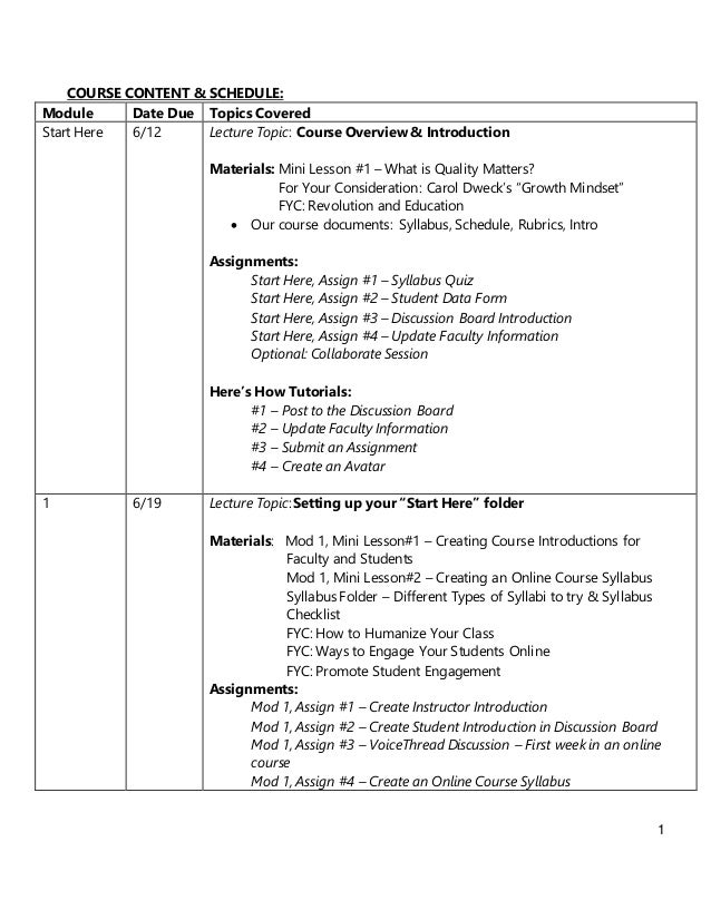 course schedule qoci