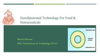 Nanoliposomal Technology For Food &
Nutraceuticals
Bharti Sharma
MSc. Food Science & Technology (II Yr)
 