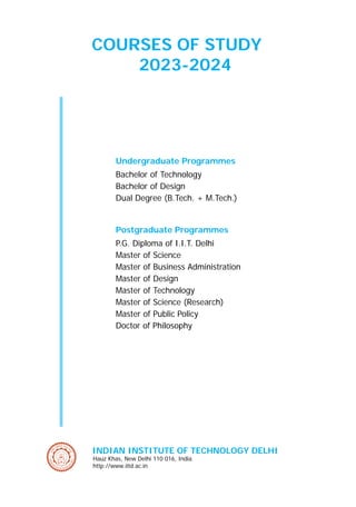 Courses of Study at INDIAN INSTITUTE OF TECHNOLOGY DELHI | PDF