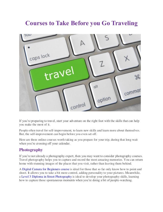 Courses To Take Before You Go Traveling