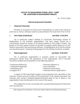 Course structure   108 computers in management
