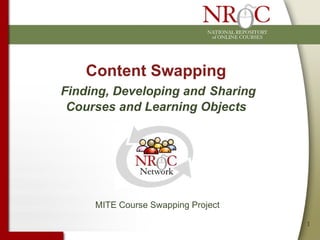 Content Swapping   Finding, Developing and   Sharing Courses and Learning Objects MITE Course Swapping Project 