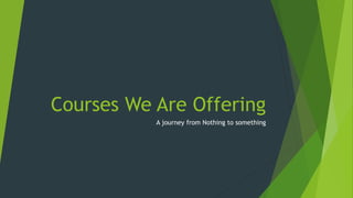 Courses We Are Offering
A journey from Nothing to something
 