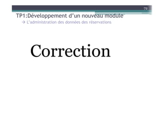 72

TP1:Développement d’un nouveau module
   L’administration des données des réservations




    Correction
 