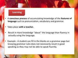FIRST LANGUAGE ACQUISITION AND SECOND LANGUAGE ACQUISITION | PPT