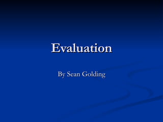 Evaluation By Sean Golding 