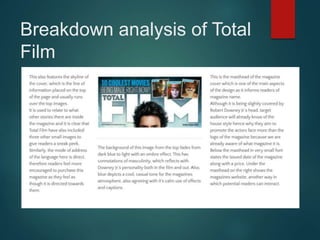 Breakdown analysis of Total
Film
 