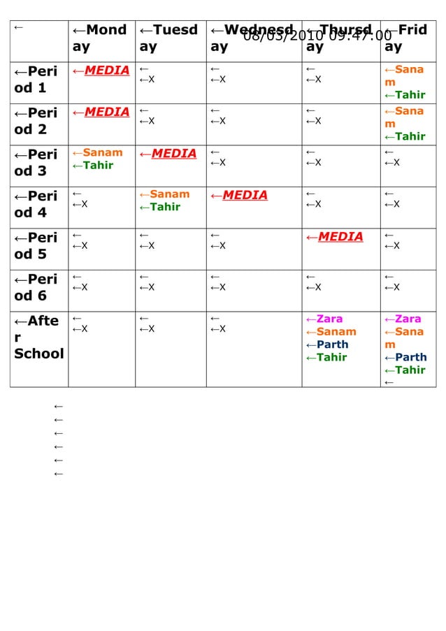 Coursework Timetable 1 | PDF