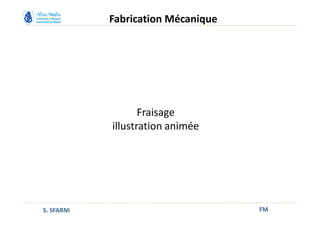 FM
Fabrication Mécanique
S. SFARNI
Fraisage
illustration animée
 