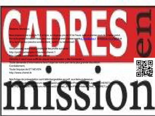 Madame, Monsieur,

Nous proposons des cours de FLE en ligne, sur skype au prix de 8 € de l’heure, avec un premier cours de ½ heure gratuit.
Pour de plus amples informations n’hésitez pas à nous contacter par email à l’adresse suivante et_neven@yahoo.fr ou encore au (+33) (0)826 81 44
04 ou sur skype aux pseudos suivants cheret_laurent ou neli.tomova3

Vous pouvez aussi nous joindre sur les profils suivants :
http://profil.cadremploi.fr/laurent.cheret.1
http://profil.cadremploi.fr/neli.cheret
Dans les 2 cas il vous suffit de cliquer sur le bouton « Me Contacter »
Toute demande d’informations fera l’objet de notre part de la plus grande discrétion.
Cordialement,
Toute l’équipe de ET NEVEN
http://www.cheret.tk

Nos fiches de présentation sont téléchargeables en pdf, aux liens ci-dessous :
http://hydroculture.monforum.net/upload2/upload_fichier/Presentation_Laurent_CHERET.pdf
http://hydroculture.monforum.net/upload2/upload_fichier/Presentation_Neli_CHERET.pdf
 