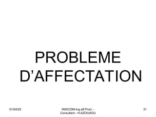 PROBLEME
D’AFFECTATION
01/04/25 INISCOM-Ing.aff.Prod. -
Consultant - H-AZOUAOU
31
 
