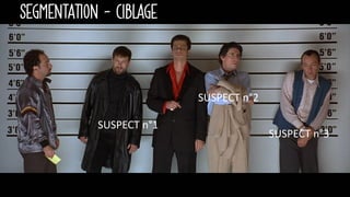 SEGMENTATION - CIBLAGE
SUSPECT	n°1	
SUSPECT	n°2	
SUSPECT	n°3	
 