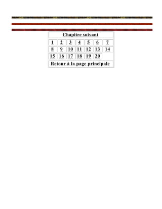 Chapitre suivant
 1 2 3 4 5 6             7
 8 9 10 11 12 13        14
15 16 17 18 19 20
Retour à la page principale
 