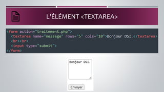L'ÉLÉMENT <TEXTAREA>
 