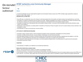 On recrute!
Secteur
audiovisuel




              For internal use only
 